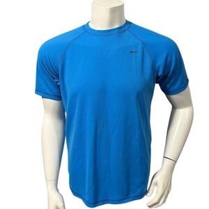 Nike Men’s Atheltic T-Shirt Blue Logo Dri-Fit UV Short Sleeve L